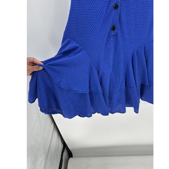 vintage Kings Row dress, likely from the 80s purple black polka dot size 9/10 - Picture 6 of 9